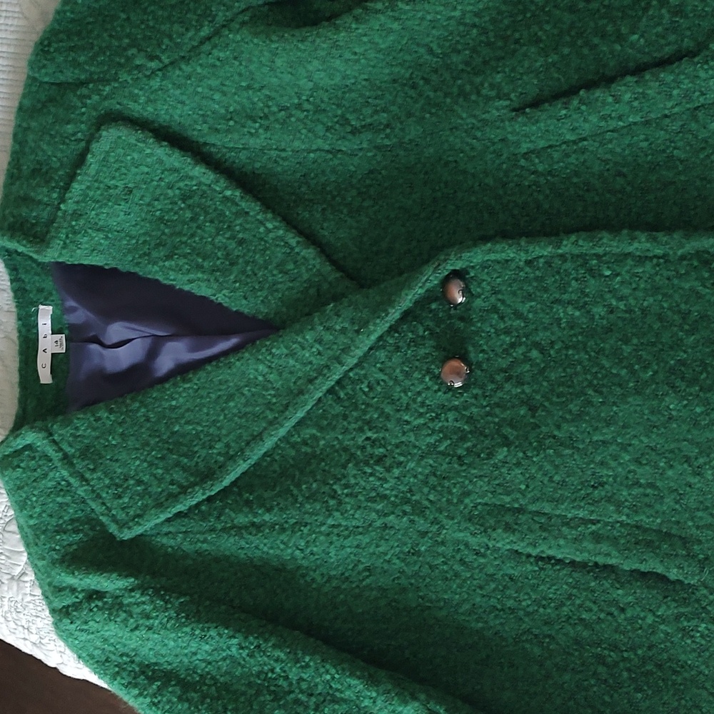 CAbi 532 green ivy wool cropped blazer, SZ 14